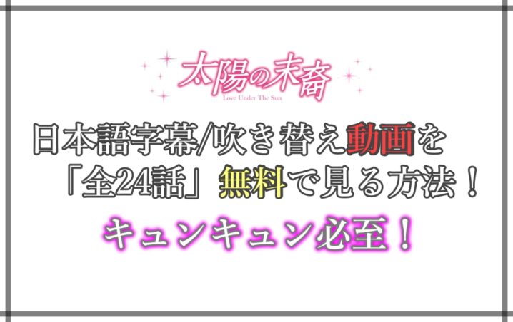 太陽の末裔 日本語字幕 吹き替え動画を全24話無料で見る方法 キュンキュン必至 アニツリー