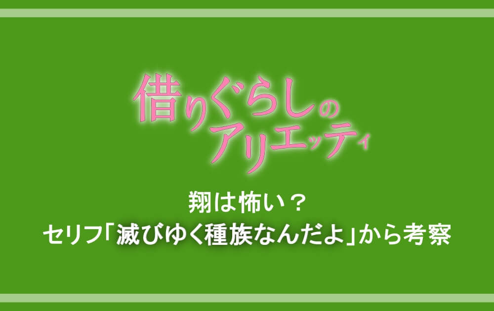 借りぐらしのアリエッティ 翔は怖い 滅びゆく種族なんだよというセリフから考察 アニツリー